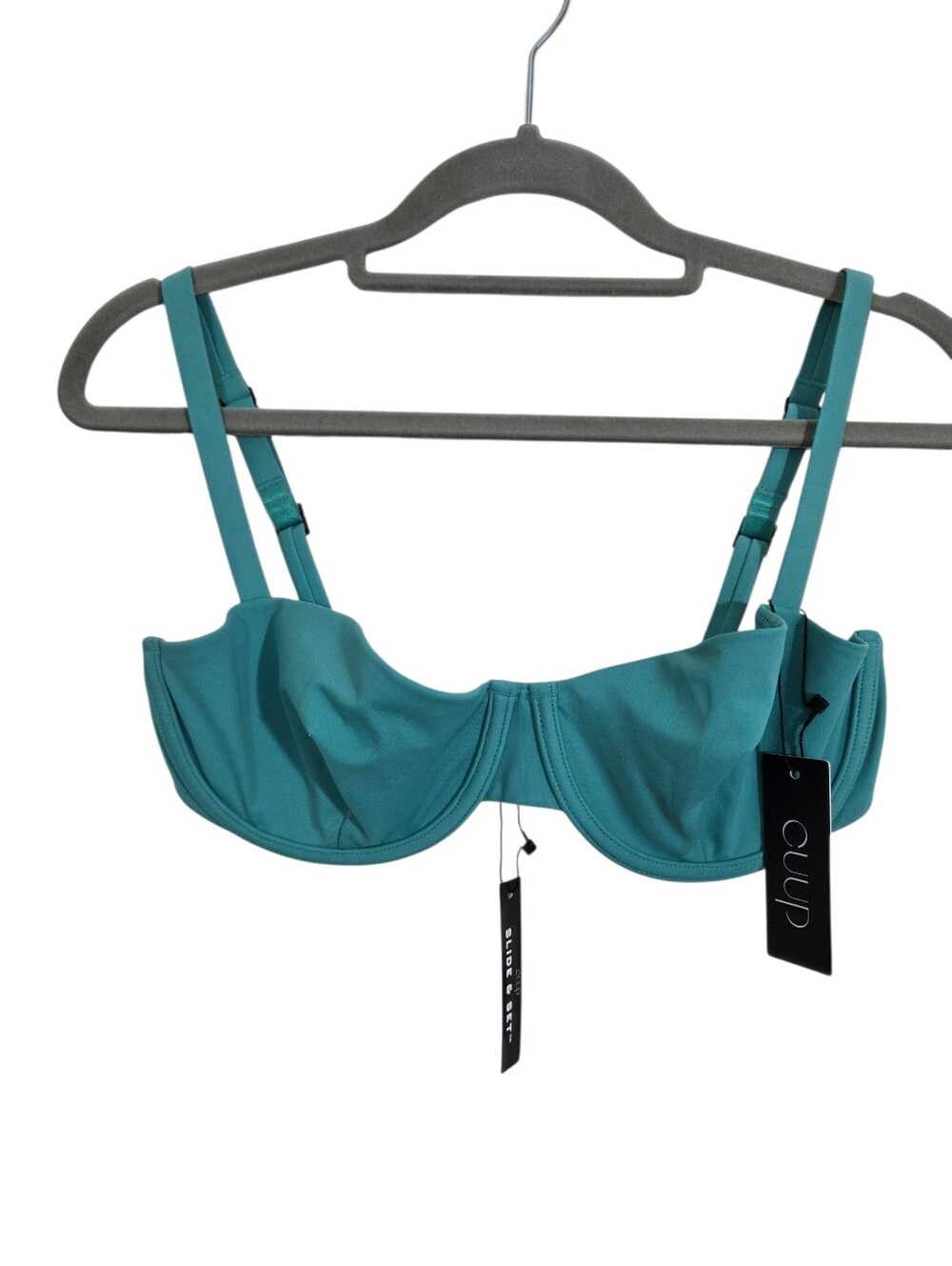 NWT CUUP The Balconette Swim Bikini Top Tide Blue Green Size 34 D 36C